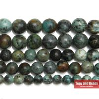 Natural Stone A Quality African Turquoise Round Loose Beads 15 quot; Strand 4 6 8 10 12MM Pick Size For Jewelry Making No.TB11