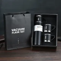 500ML Portable Thermal Water Bottle Gift Box Set Double Vacuum Sturdy with Lid Wear Small Cup Multicolor Christmas New Year Gift