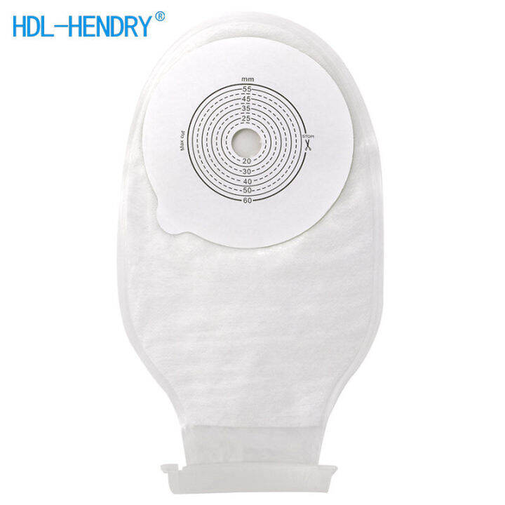 hendry-10ชิ้น15-60มม-ตัดขนาดปกสีเบจระบบชิ้นเดียวถุงออสโตมี-kantong-kolostomi-ถุงออสโตมีกระเป๋า-ostomy-stoma-พร้อมคลิป3ปลาย