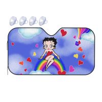 Betty Boop ที่บังแดดแผ่นกรองแสงติดรถยนต์รถพับได้บังแดดที่บังแดดหน้ารถสะท้อนแสงกระบังแสง