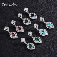 Cellacity Real 925 Sterling Silver Drop Earrings For Women Vintage 6*8mm Colors Gemstones Wedding Party Fine Jewelry Gifts