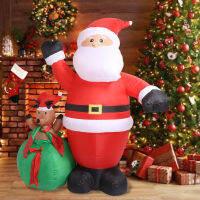 คริสต์มาส Inflatable Decor 6.2ft Santa และ Deer IP44 กันน้ำพร้อมไฟ LED พัดลมตกแต่งลานสำหรับเทศกาล