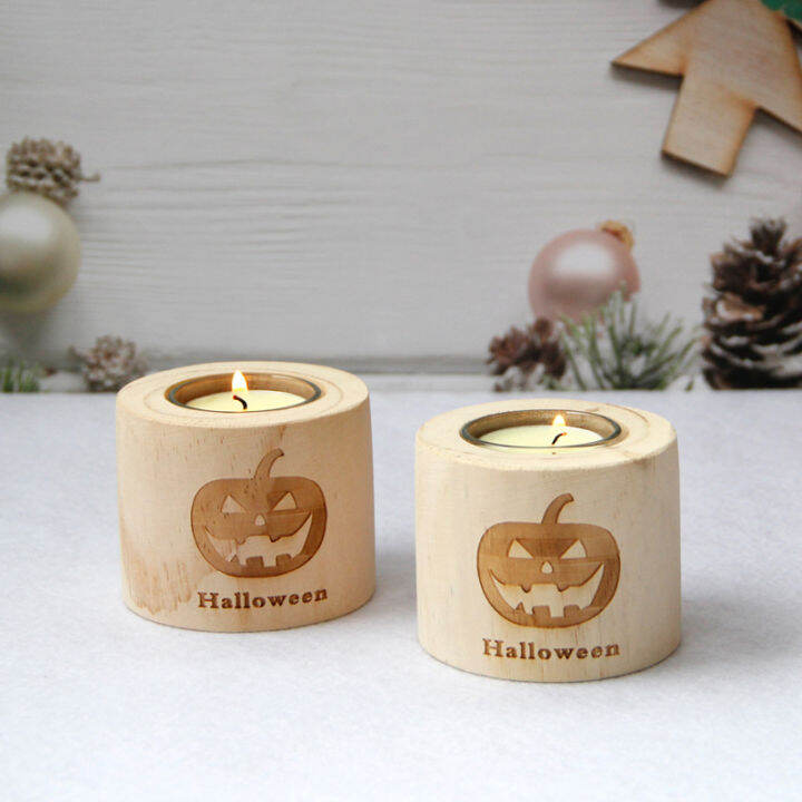 hot-new-tealight-candleholder-wooden-candlesticks-for-halloween-decorative