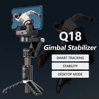 Q18 Gimbal Stabilizer โทรศัพท์มือถือมือถือ Selfie แท่งไม้ที่จับแสงเติมแสงบลูทูธสำหรับ HUAWEI Xiaomi Iphone ตามโหมดถ่ายภาพ