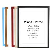 ﹉☁ Black White Wood Color Picture Photo Frame A4 A3 Wooden Frame Nature Solid Simple Wooden Frame Wall Mounting Hardware Included