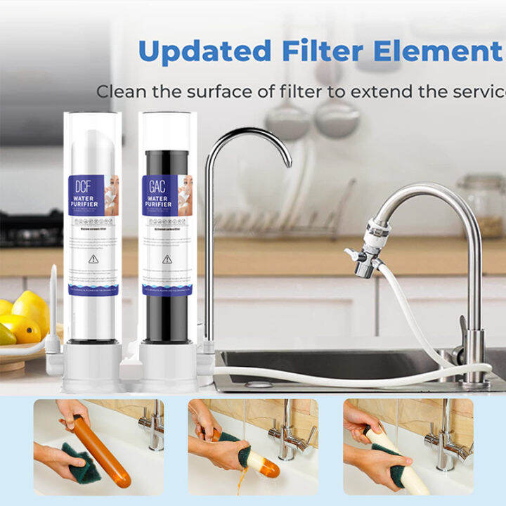 Water Filter Domestic Tabletop Ceramic 2 Stage Counter Top Water Filter