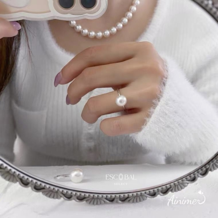 escobal-แหวนไข่มุก-a-pearl-แหวนมุก-10mm-ธรรมชาติแท้-100-แหวนเงินแท้-แหวนปรับขนาดได้-แหวนแฟชั่น-แหวนผู้หญิง-แหวนเกาหลี