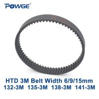 Powge Arc Htd 3M เข็มขัดจับเวลา C = 132 135 138 141 Width 6/9/15Mm ฟัน44 35 46 47 Htd3m ซิงโครนัส132-3M 135-3M 138-3M 141-3M 3ม.