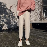 20218828# Autumn Winter Thicken Warm Woolen Maternity Straight Pants Elastic Waist Belly Pants Clothes for Pregnant Women Pregnancy