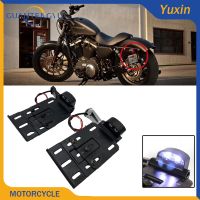 [YOMI Automotive Products] ไฟเลี้ยวแบบพับได้ไฟ LED ด้านข้างกรอบป้ายทะเบียนแบบปรับได้สำหรับ Harley Breakthrough XL1200 883 X48 Fat Boy Soft Tail