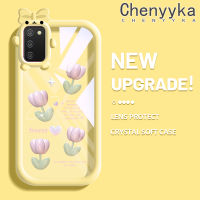 Chenyyka เคส M02s F02s A03s A02s ปลอกสำหรับ Samsung ลายดอกไม้การ์ตูน A03 A04E เคสมือถือโปร่งใสเลนส์กล้องถ่ายรูปสัตว์ประหลาดตัวเล็กเคสนิ่มแบบใสป้องกันปลอกซิลิโคน