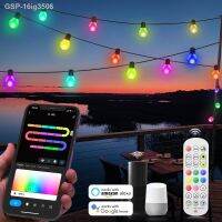 ซองประการัง☂16ig3506 Lâmpada Inteligente Tuya Luzes De Fadas Decoração Do Jardim Ao Ar Livre Festão Guirlanda Nquaratal TO Novo WIFI G40 15M 25 Lâminas