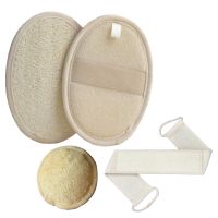 Exfoliating Shower Loofah Set, 2 Loofah Pads, 1 Back Scrubber และ1 Face Luffa Sponge Face (4 Pcs)