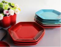 Le Creuset Stoneware Porcelain Plate,สลัดผลไม้,จานขนมขบเคี้ยว,เซรามิคหกเหลี่ยมในครัวเรือน