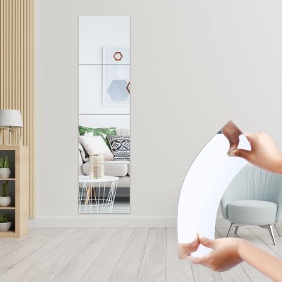 【LZ】 4PCs 3D Mirror Wall Stickers Self-adhesive Mirror Stickers Thicken 2mm Flexible DIY Art Acrylic Mirror Living Room Decoration