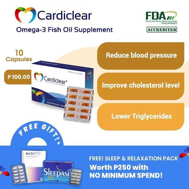 [ For Lower Cholesterol and Blood Pressure ] Cardiclear Omega 3 Fish Oil (10 Softgels) Lazada PH