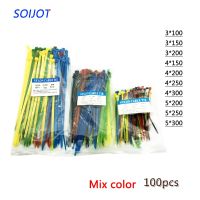 Self-Locking Plastic Nylon Wire Cable Zip Ties 100pcs Mix Cable Ties Fasten Loop Cable Various specifications Cable Management