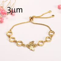 3UMeter Honeycomb Hexagon Honey Bee Bracelet in Gold for Women Best Gift Idea Slide Bead Bee Bracelet Dropping Factory