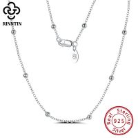 Rinntin 925 Sterling Silver Satellite Chain 1.0Mm Cable Chain With Ball Beads Necklace For Women And Girls Fashion Jewelry SC43