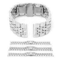 ▥▼☾ 22/23/24mm Stainless Steel Watch Band Silver Solid Adjustable Clasp Replacement Watchband