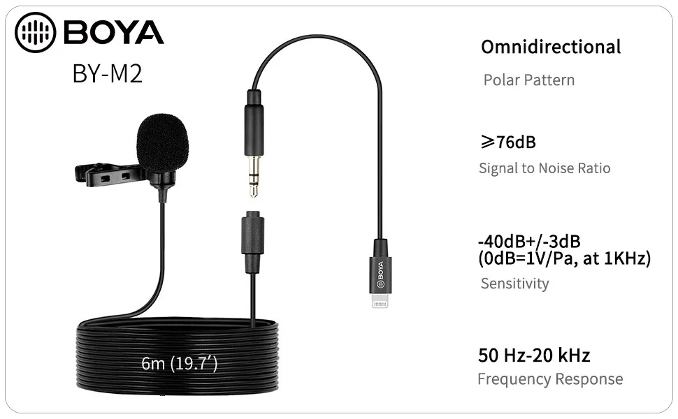 BOYA BY-M2 Clip-On Lavalier Micro Cổng Lightning Cho Thiết Bị IOS Điện  Thoại Máy Tính Bảng Ghi Vlog Làm Phát Sóng 