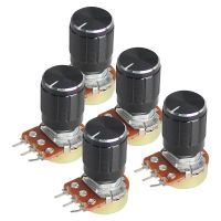 ❄☼ Kit de potentiomètres linéaires WH148 15mm 3 broches avec capuchon de bouton en alliage d 39;aluminium noir 1K 2K 5K 10K 20K 50K 100K 250K 1M 5 jeux