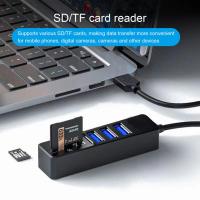 Reliable 5-in-1 USB Hub Portable Driver-free High-speed Transmission USB 2.0 Multi Splitter Adapter SD-Card/TF Card Reader USB Hubs