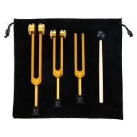 3Pack Tuning Fork Set(128Hz, 256Hz, 512Hz) Tuning Fork Kit for Healing, Chakra, Sound Therapy, Sonic Slider Fork (Gold)