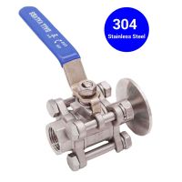 Stainless Ball Valve 1.5"TC to 1/2" Female BSP(NPT) 304 Stainless Steel 3-Piece Design 1/2"ID Valve Body