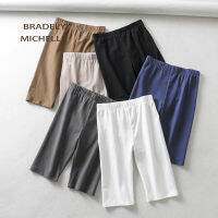 BRADELY MICHELLE Sexy Women High Waist Elastic Solid Skinny Shorts Basic Knee-Length Bikeshorts