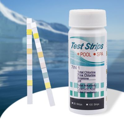 50/100pcs PH Test Strips High Precision 7-in-1 Residual Chlorine Value Alkalinity Hardness Tester Easy Detection for Pool Spa Inspection Tools