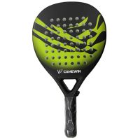 CAMEWIN 1 PCS Tennis Racket Carbon Fiber Rough Surface High Balance with Soft Memory Padel Paddle Beach Racket Professional Carbon Yellow-Green Ball Games