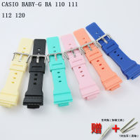 นาฬิกาอุปกรณ์เสริมหัวเข็มขัดสำหรับ Casio BABY-G BA 110 111 112 120 ผู้หญิง 14 มม.ยางเรซิ่นกีฬาแฟชั่นสายอ่อนกันน้ำ-Meqiao ke