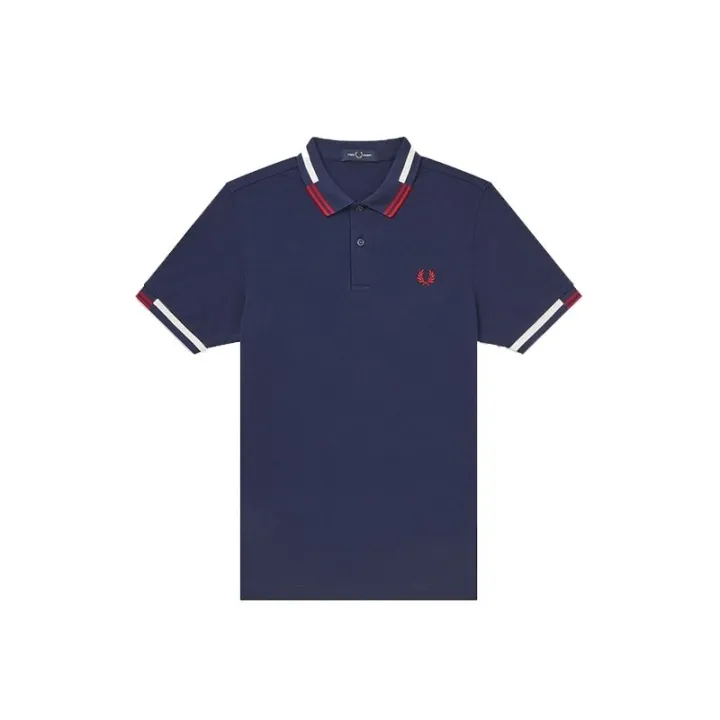 fredperry-british-trend-fredperry-ข้าวสาลีสีเสื้อโปโลลายทางปกแขนสั้นผู้ชายธุรกิจลำลองทุกวัน-fp