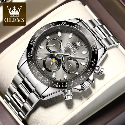 นาฬิกา OLEVS สำหรับผู้ชายกันน้ำได้อัตโนมัติมัลติฟังก์ชั่นาฬิกาโครโนกราฟเรืองแสงนาฬิกาผู้ชาย