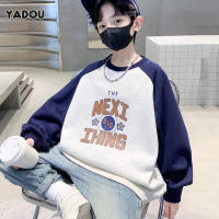 YADOU เสื้อยืดแขนคอกลมยาวลำลองทรงหลวมมีตัวอักษรเสื้อสเวตเตอร์แฟชั่นสำหรับเด็กผู้ชาย