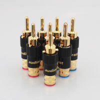 ใหม่4Pcs คุณภาพสูง24K Gold Plated Audio ลำโพงแจ็คกล้วยปลั๊กลำโพงสกรูล็อค10มม. สายไฟ Connector