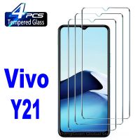 2/4Pcs Tempered Glass For Vivo Y21 Screen Protector Glass Film