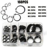 160pcs C Clip External Circlip Snap Retaining Rings Set Carbon Steel M6-M25mm Circlip Washer Set for Shaft Nails Screws  Fasteners