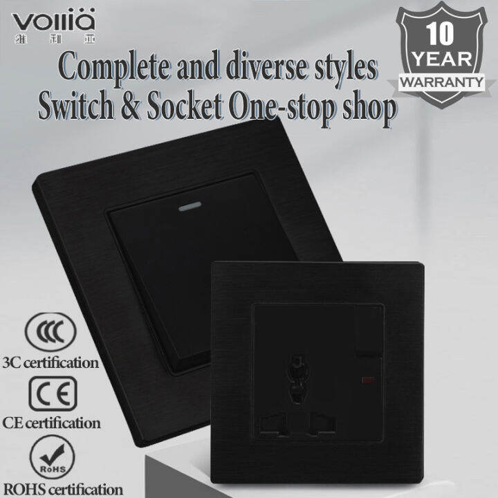 Vollia 1/2/3/4 Gang 1/2 Way Wall Switche for Light Silver 13A Socket