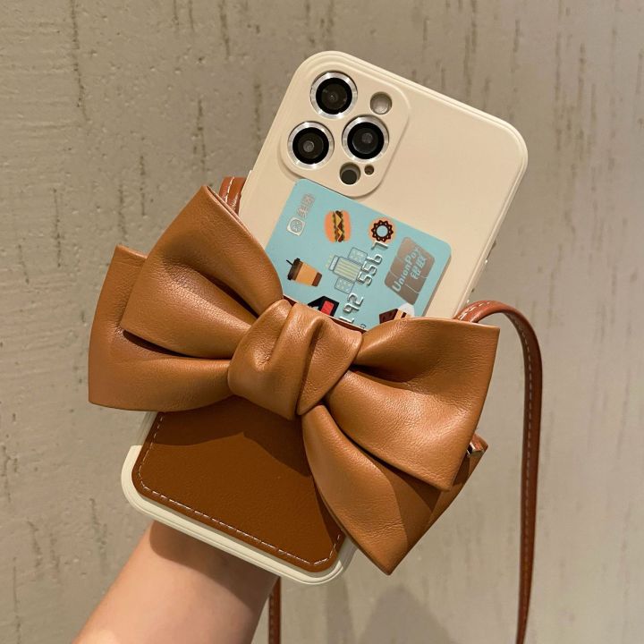 โบว์ตกแต่งเคสโทรศัพท์สำหรับ-iphone13-messenger-เคสโทรศัพท์สำหรับ-iphone11-การ์ดเคสเคสโทรศัพท์สำหรับ-iphonex-xr-iphonexsmax-โทรศัพท์น่ารักสำหรับ-iphone8plus