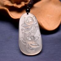 Free Shipping Natural Factory direct sale natural ice white jade pith lotus jade pendant men and women double lotus necklace pen