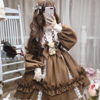 2021NONSAR Lolita Elegant Blue Dress With Brown Bear of New Autumn And Winter Loose Op Long Sleeve Wedding Cloth 2021