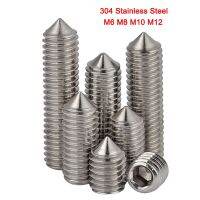 2/5/10Pcs 304 Stainless Steel Hex Socket Set Screw Grub Screw Cone Point Grub Screws M6 M8 M10 M12 Length 6 50mm