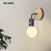 DE.SOUL LED Wall Lamps Sconce Modern Northern Europe Vintage Wood Wall Lamp Industrial Indoor Lighting For Bedroom Bedside Lamps