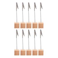10 Pcs Wooden Business Card Holder Memo Stand Clip Photo Display Clamps Desktop Clips Cards Menu Folder Picture Clips Pins Tacks