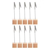 10 Pcs Stand Clip Desktop Tablescape Decors Photo Display Card Holder Tabletop Message Deck Iron Wooden Base Clips Clips Pins Tacks