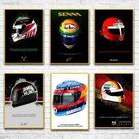 Us Senna โปสเตอร์หมวกกันน็อคนักบิด F1สูตร1แชมป์โลกสำหรับตกแต่งทีมกราฟฟิตีงานศิลปะสำหรับตกแต่งห้องวาดภาพโปสเตอร์ผนังผ้าใบ