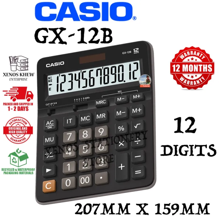 CASIO GX-12B CALCULATOR 12 DIGITS GX-12B EXTRA LARGE DISPLAY (READY ...