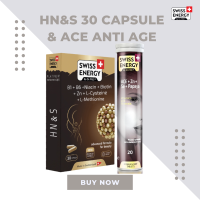 ( ส่งฟรี ) SwissEnergy HN&amp;S 30 CAPSULE 1 กล่อง ACE 1 หลอด คู่ผิวใสไร้สิว ลดปัญหาผมร่วง ผมบาง ให้กลับมาดีอีกครั้ง